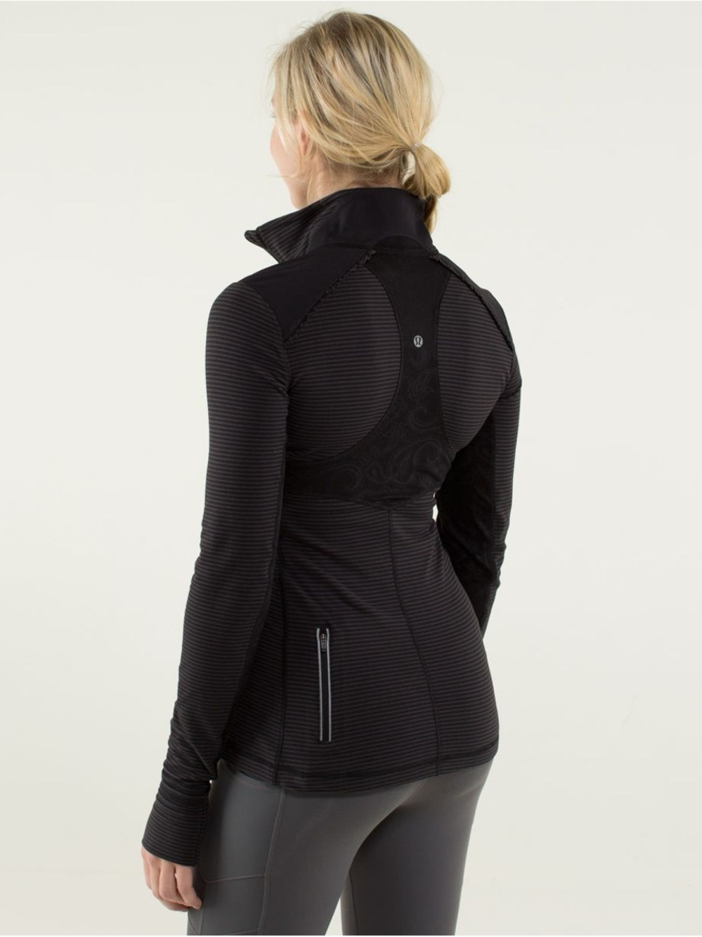 Lululemon Athletica Star Runner Hyper Black Stripe Pullover Jacket Top